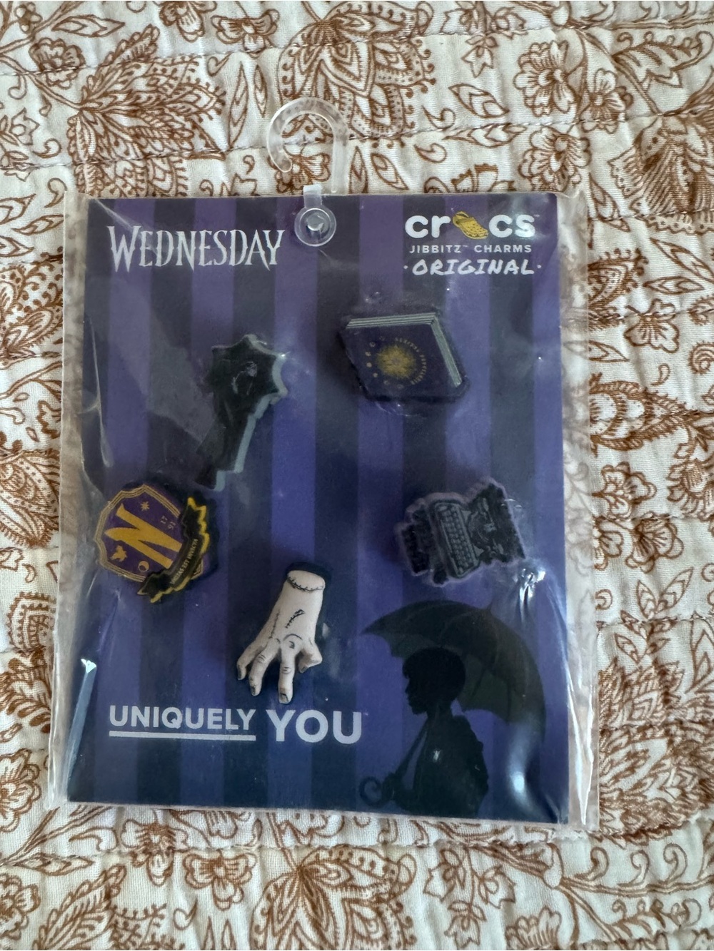 CROCS Wednesday Jibbitz Charms - Purple, Black, Gold, White